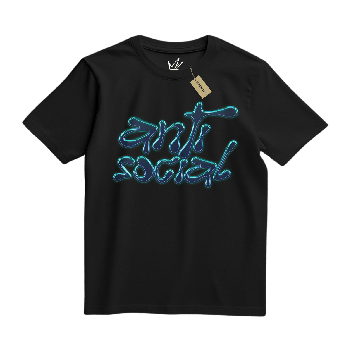 Blue Anti Social Tee - T-Shirt - PureReign Clothing